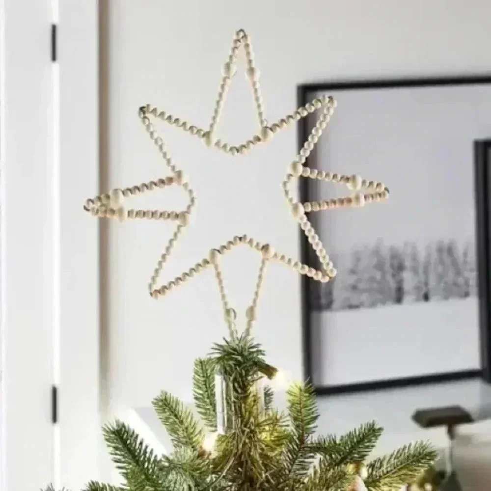 NWT Studio McGee Wood Bead Christmas Tree Topper‎